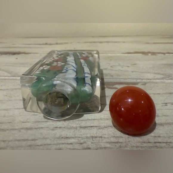 Vintage Chinese Snuff Bottle Reverse-Painted Floral - Picture 5 of 8